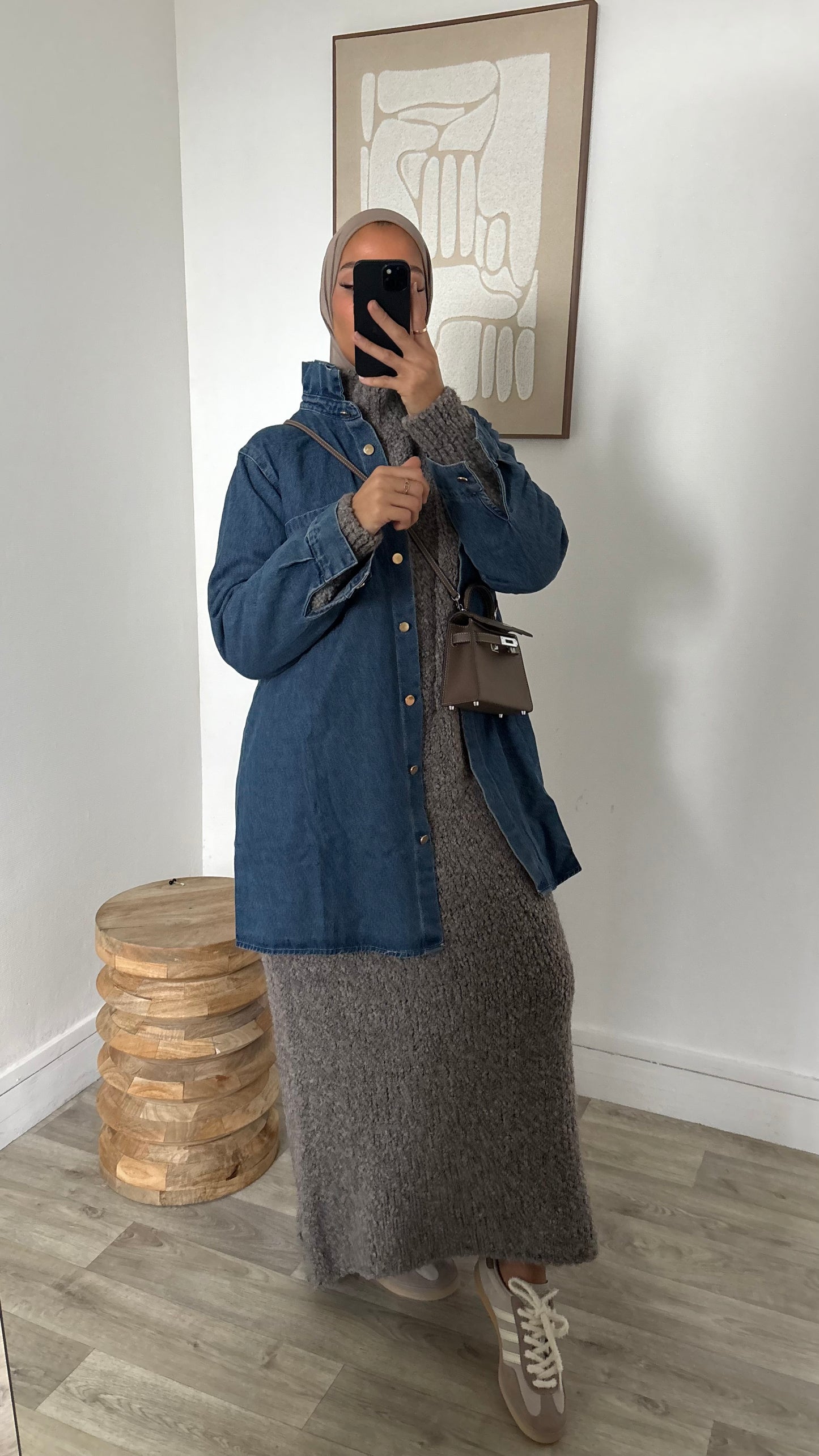 Veste en jeans à col froncé