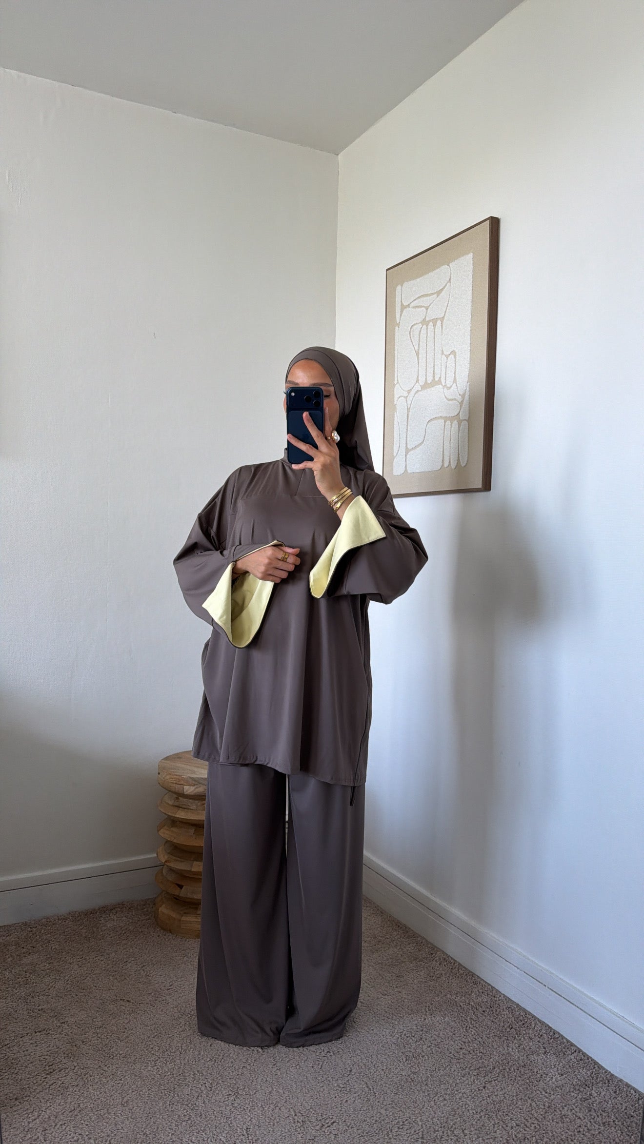 Burkini ample manche jaune 3 pièces