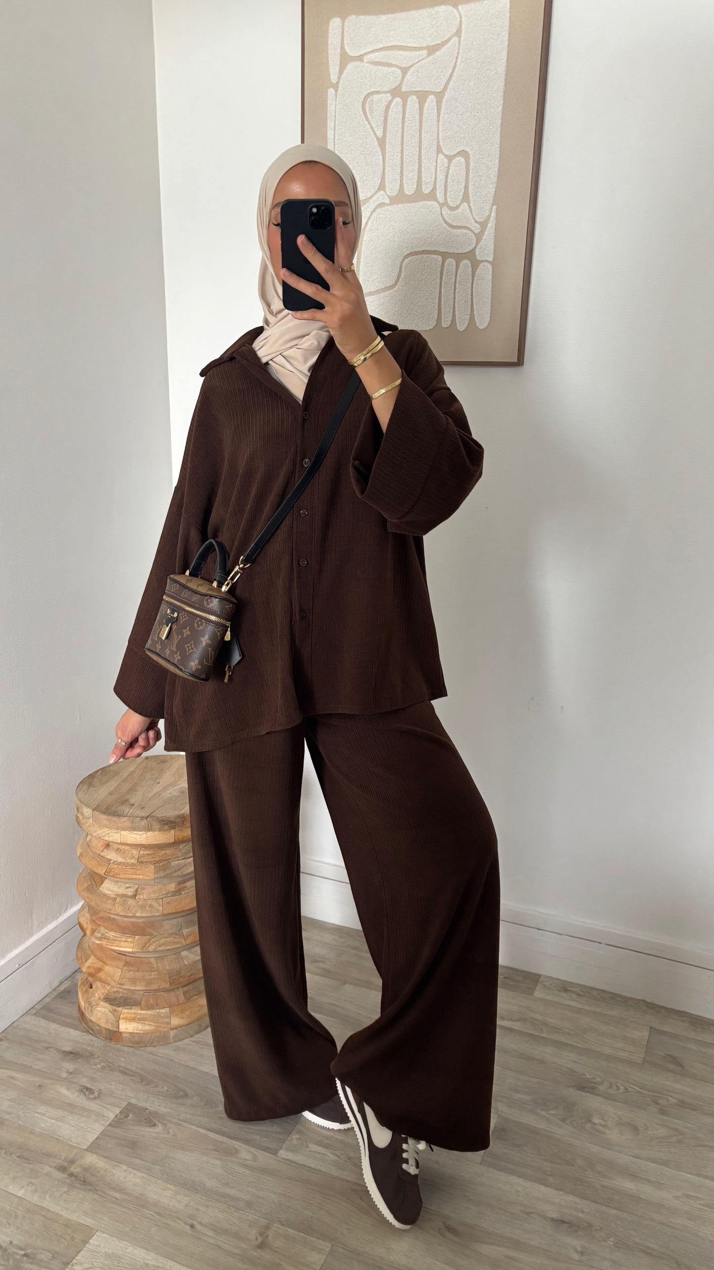 Ensemble à bouton effet velours