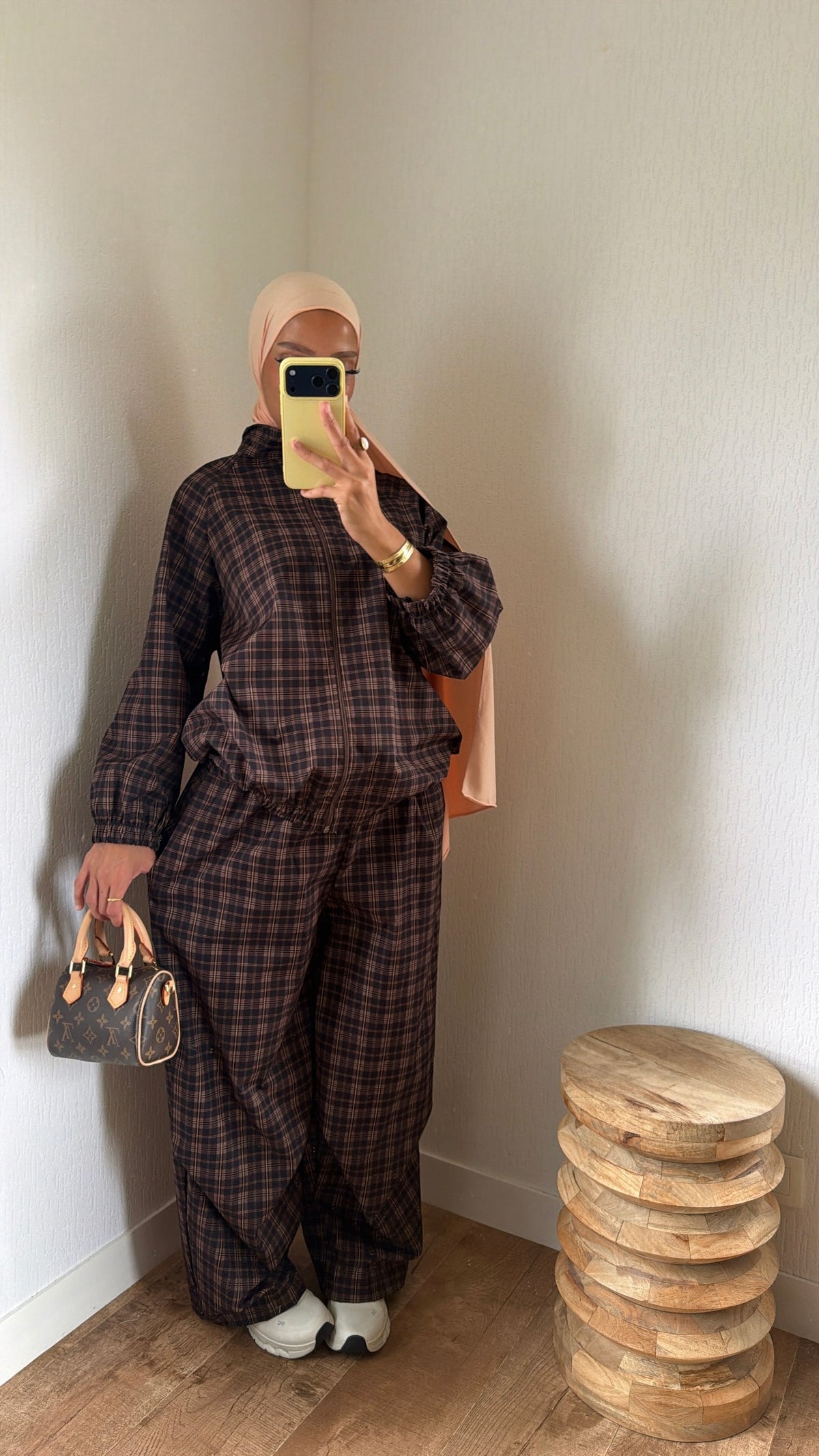 Ensemble à carreaux effet imper