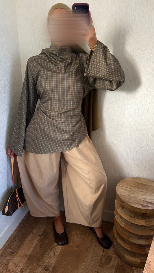 Blouse ajustable à carreaux