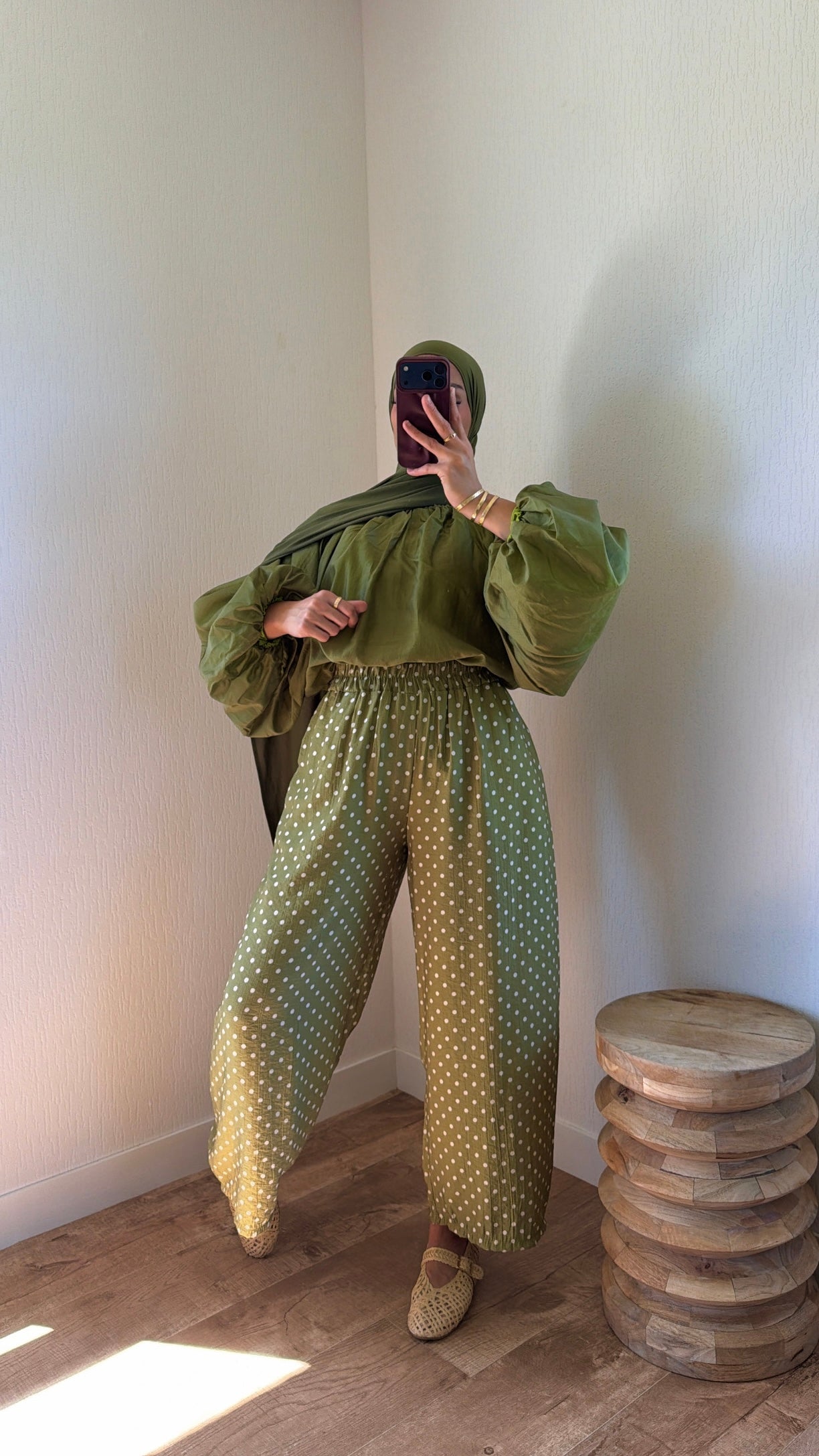 Pantalon fluide à pois