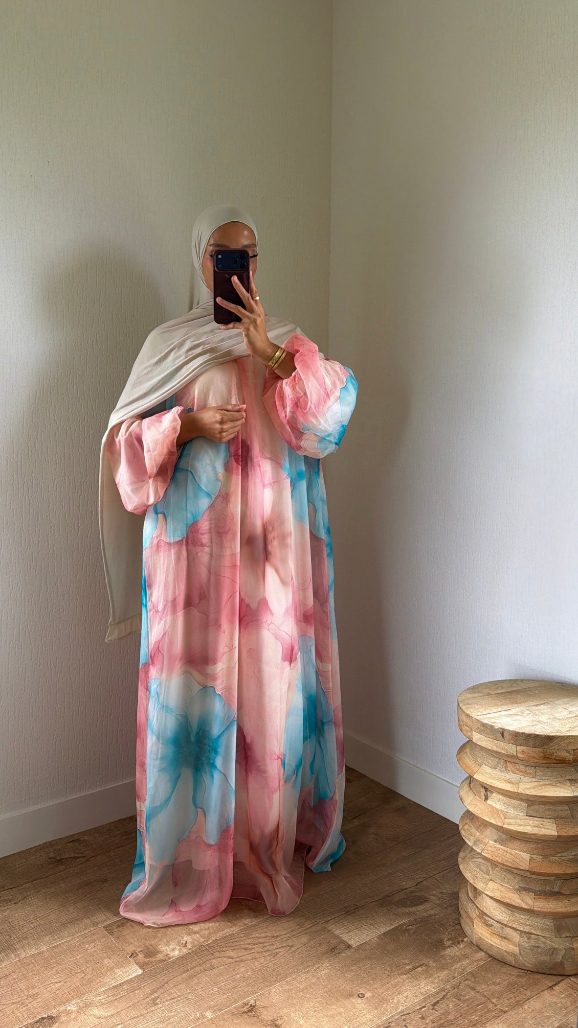 Robe fleurie manches bouffantes