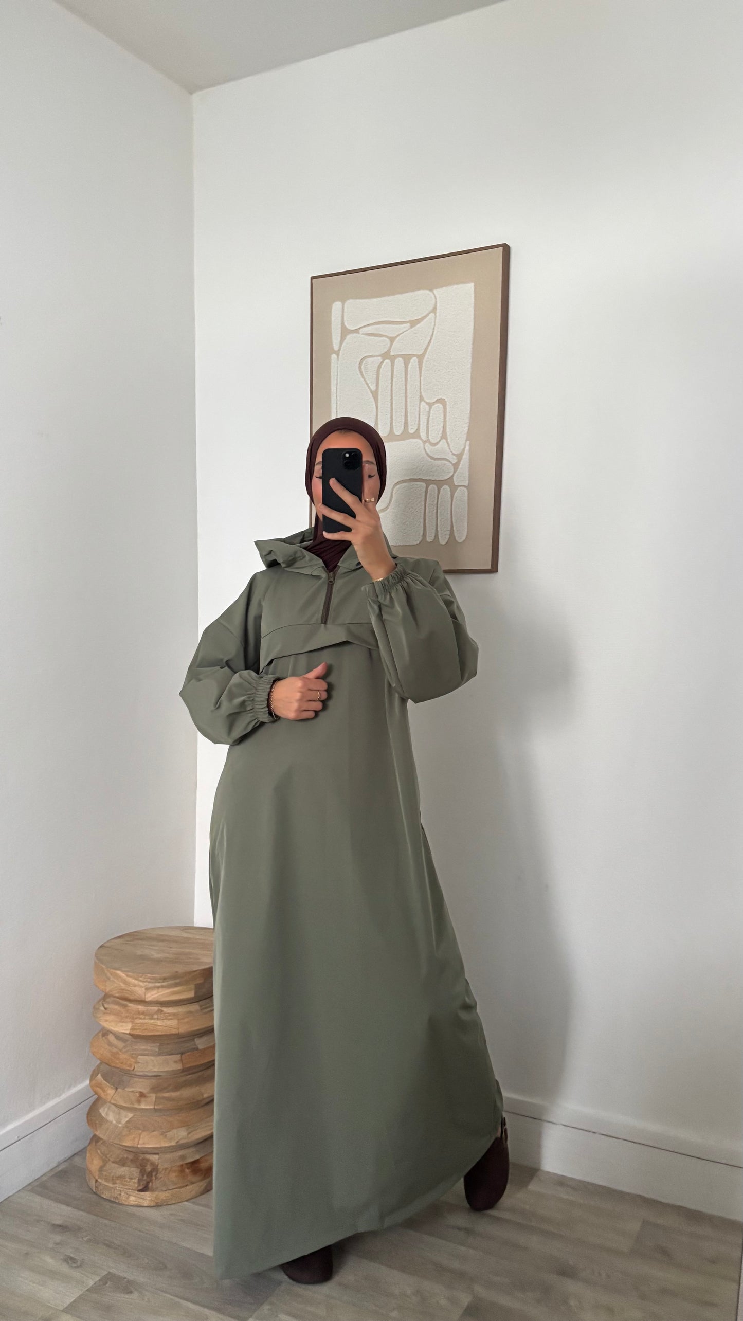 Long imperméable à capuche - Fermeture col zippée