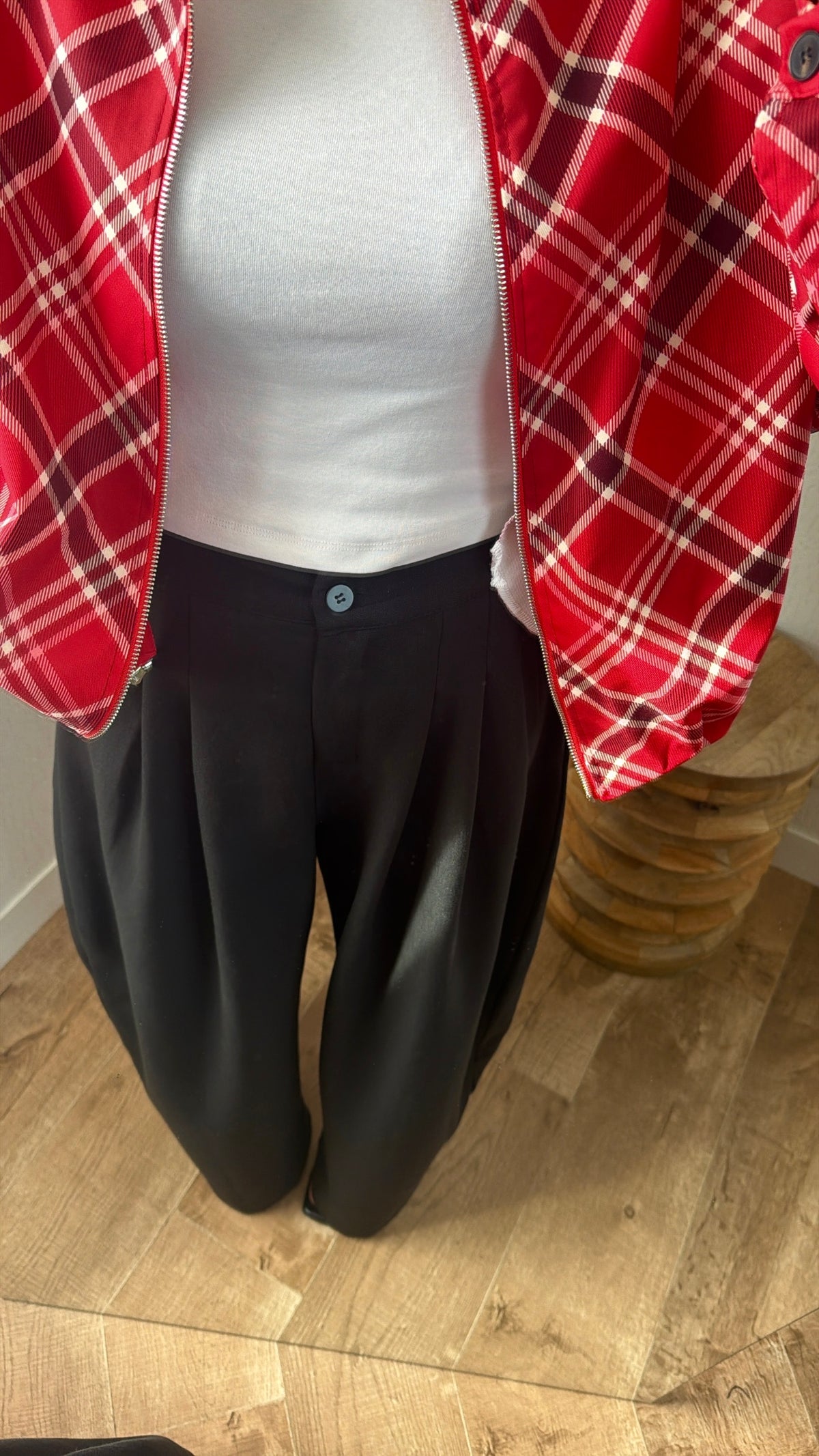 Veste zip carreaux à poches