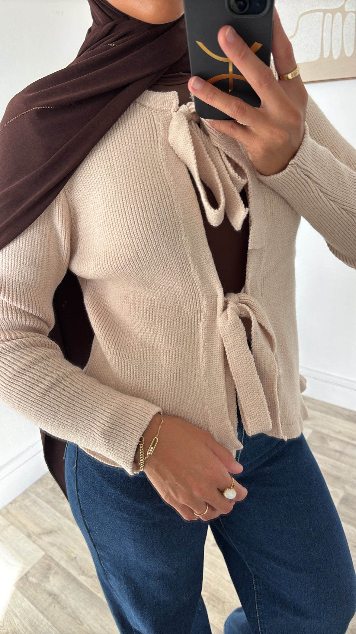 Cardigan en maille à noeuds