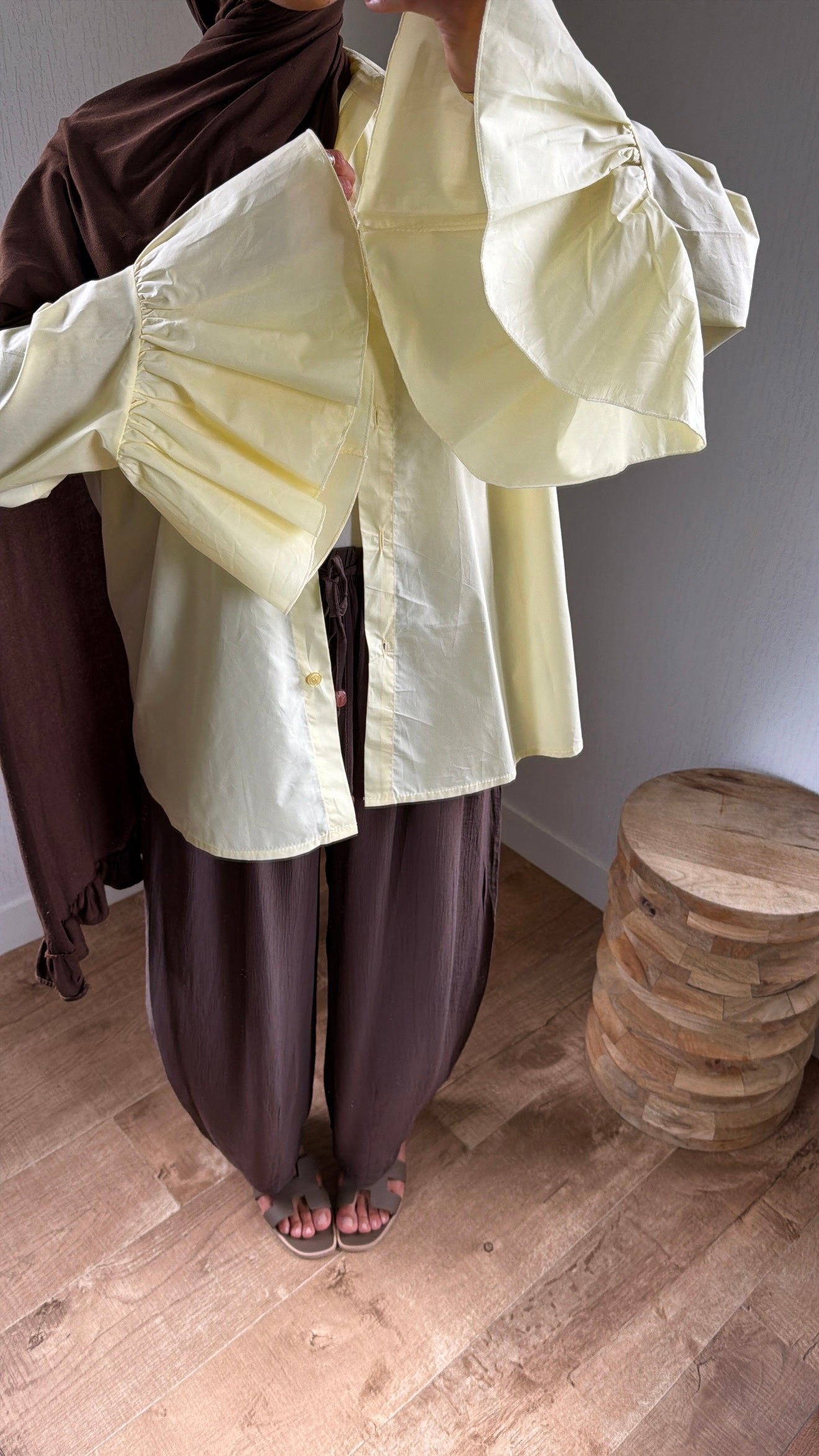 Chemise manches fleurs