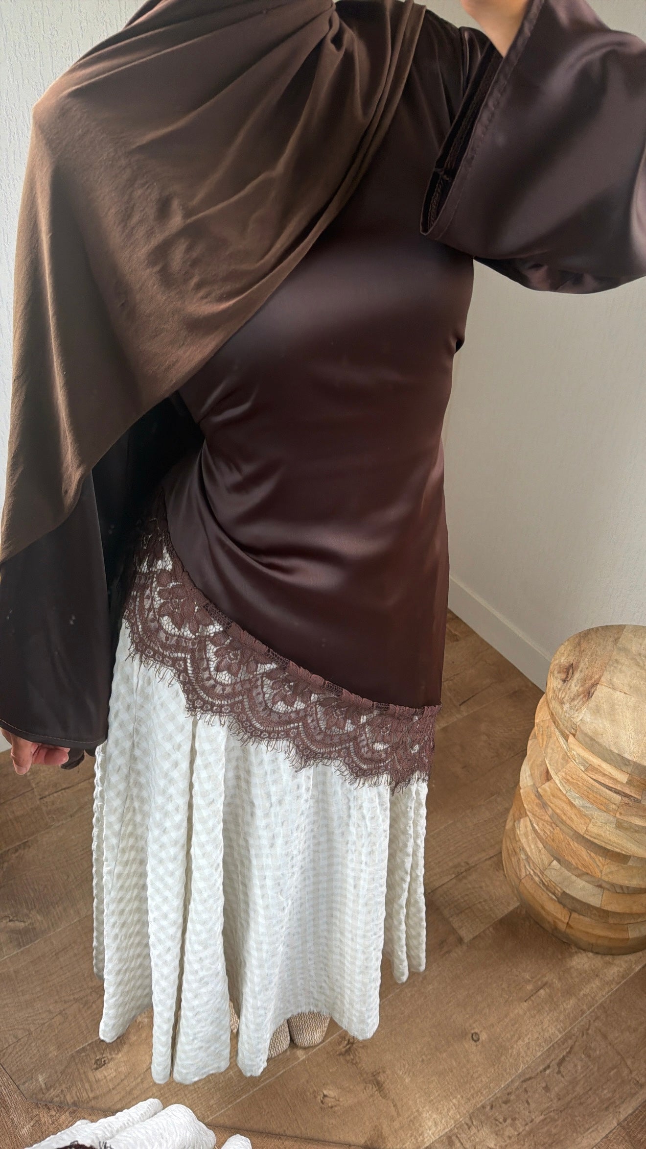 Haut ajustable satinée long