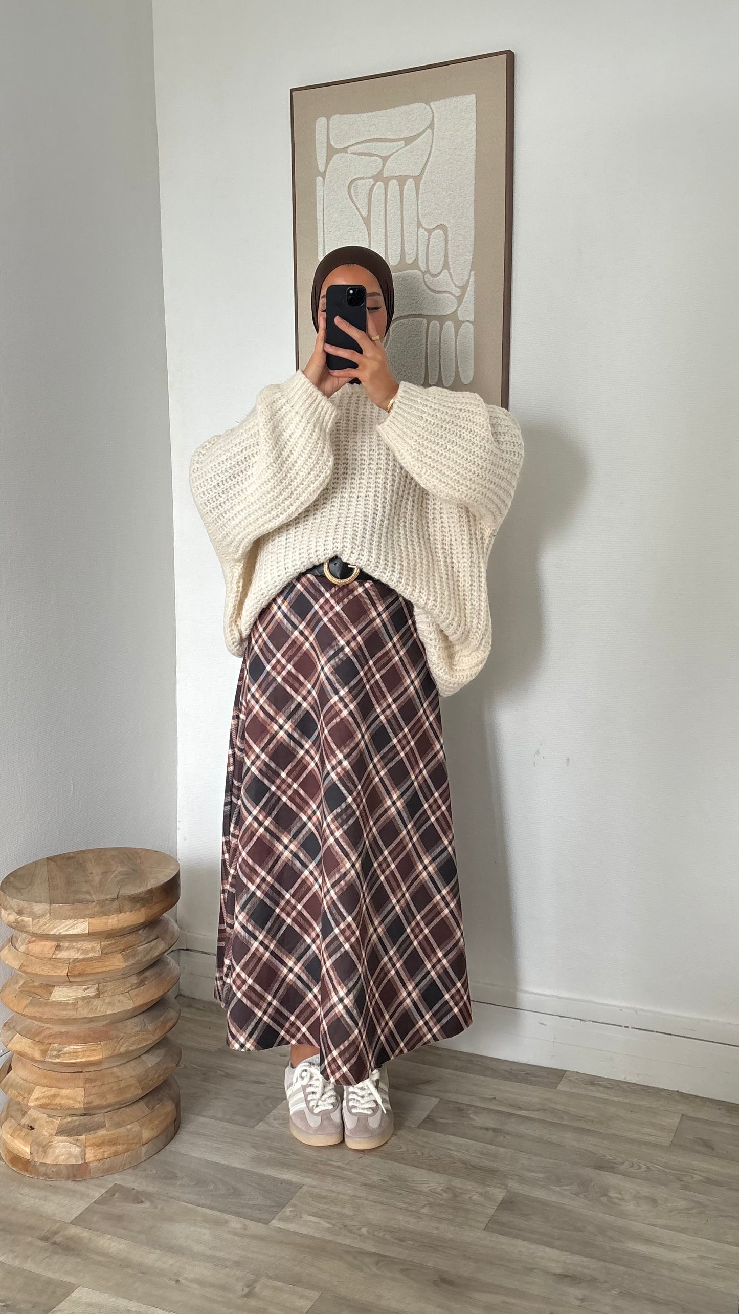 Jupe à carreau ceinturé