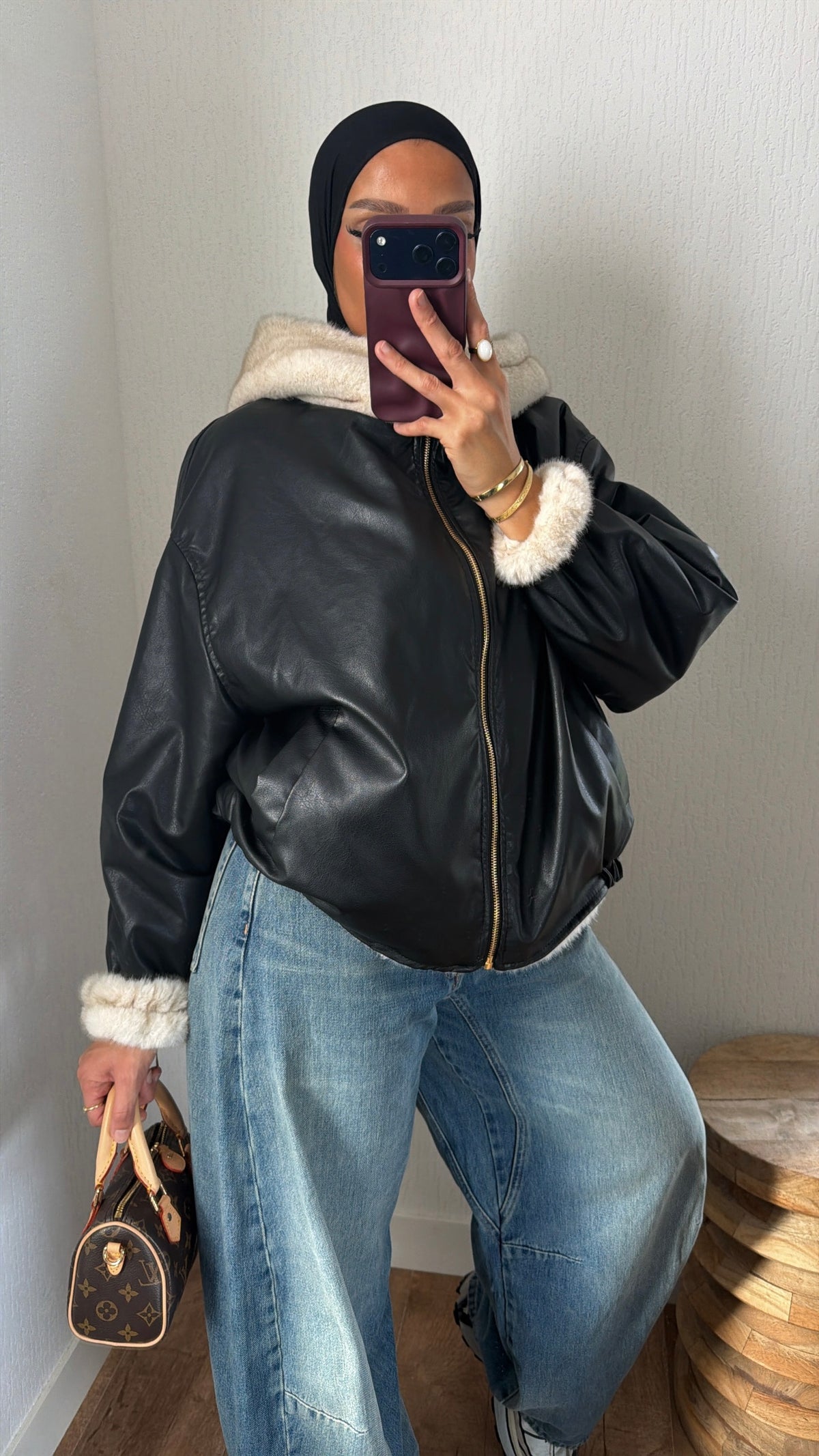 Bomber réversible simili & fourrure