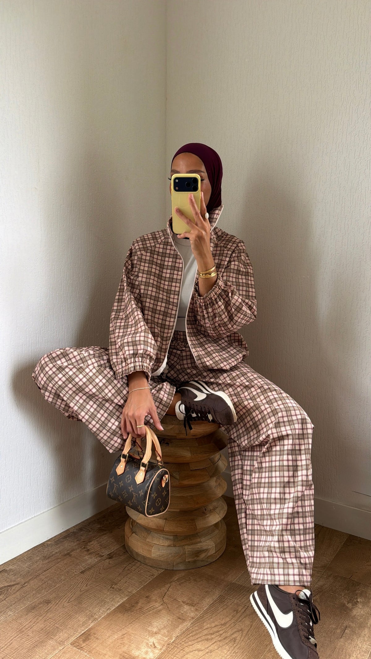 Ensemble à carreaux effet imper