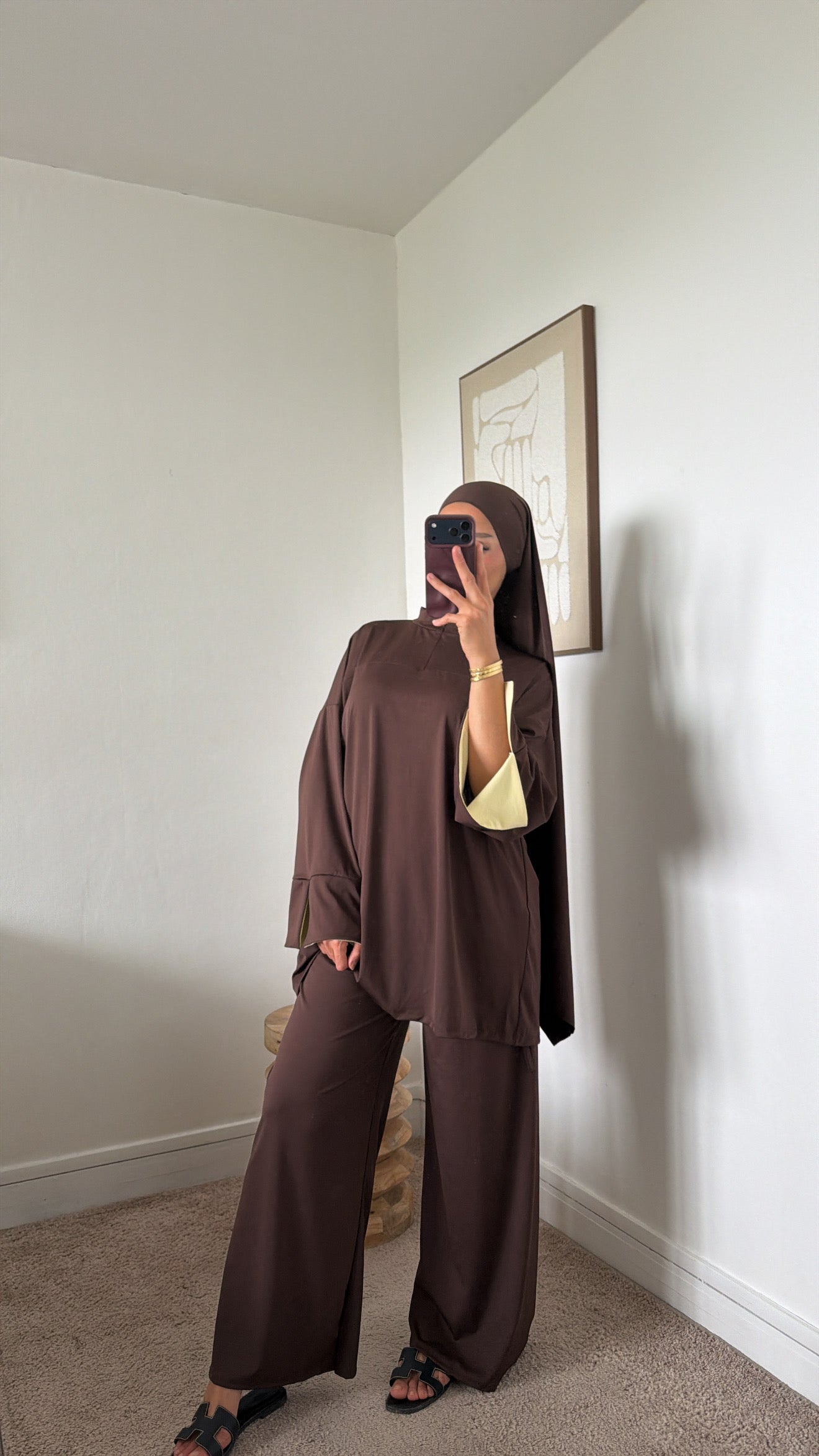 Burkini ample manche jaune 3 pièces
