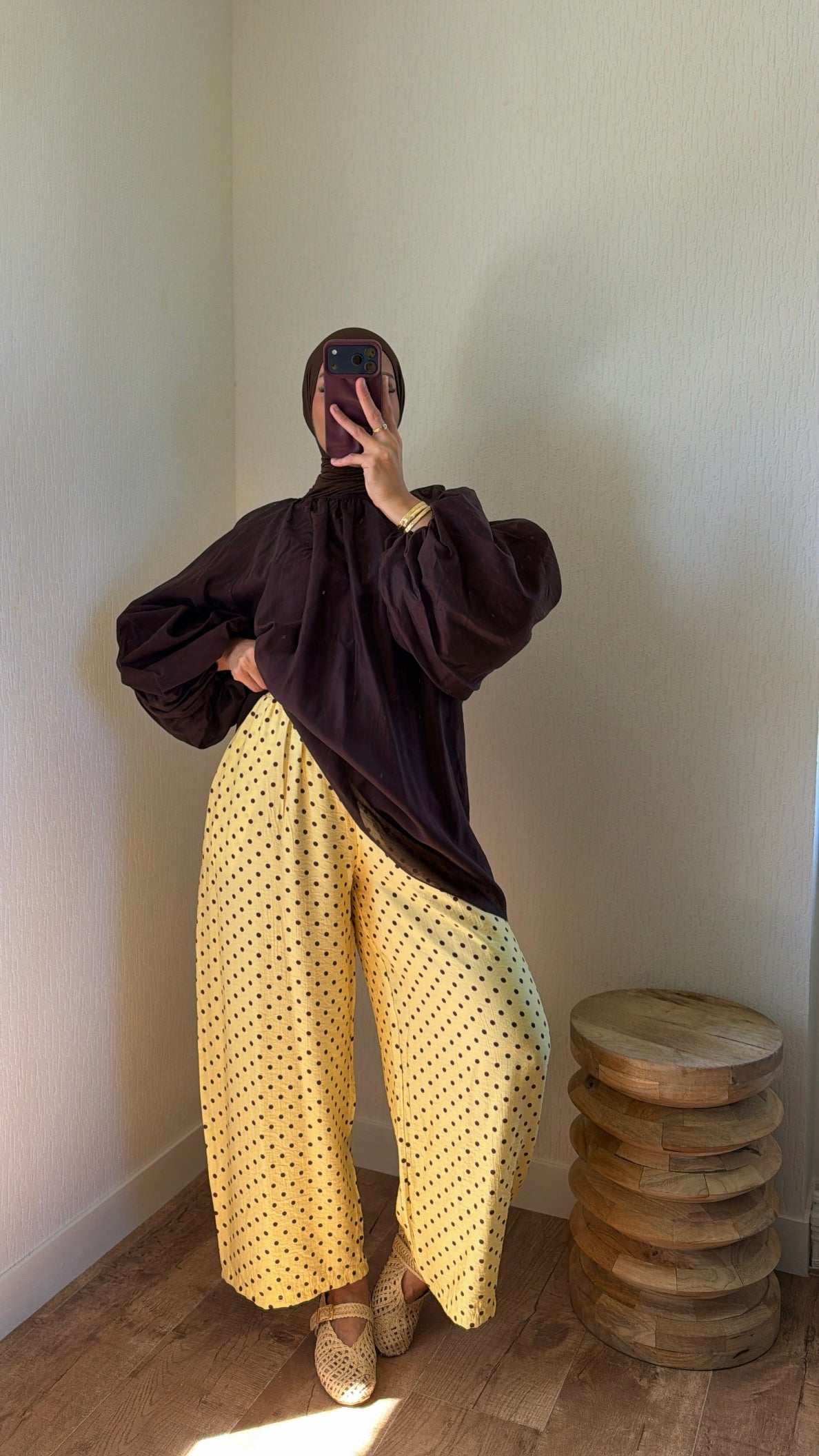 Pantalon fluide à pois