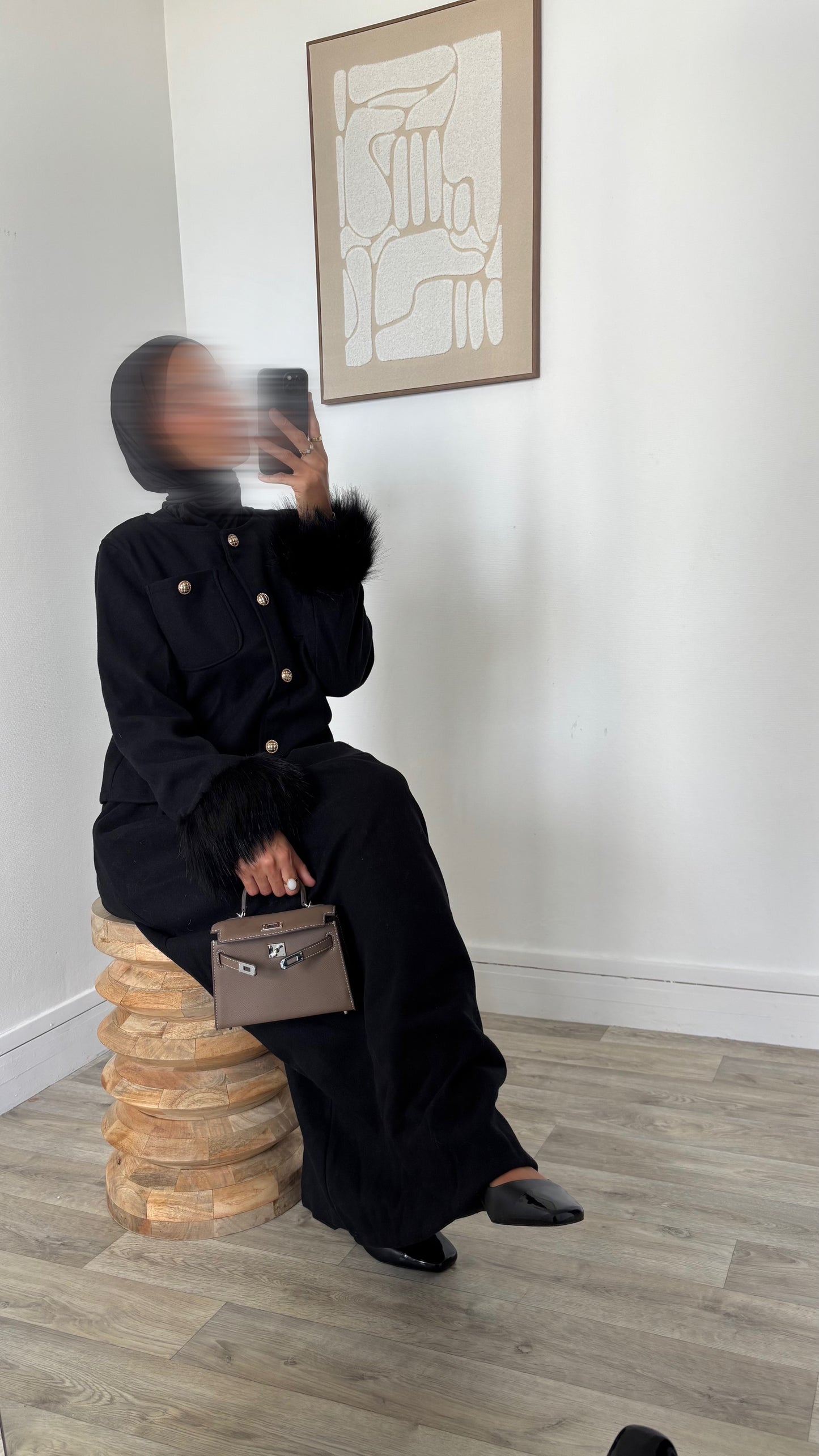 Ensemble gilet chic fourrure jupe