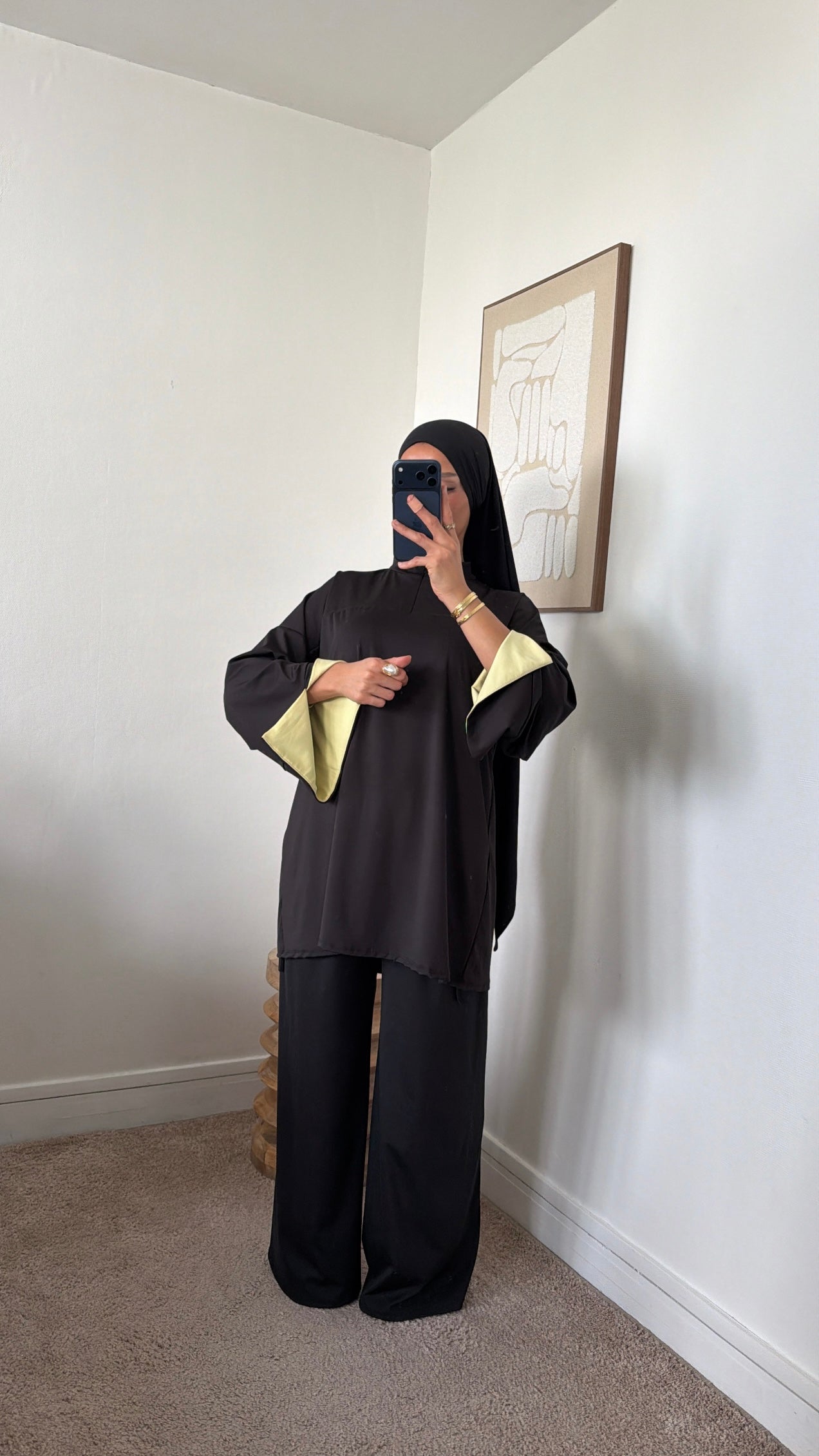 Burkini ample manche jaune 3 pièces