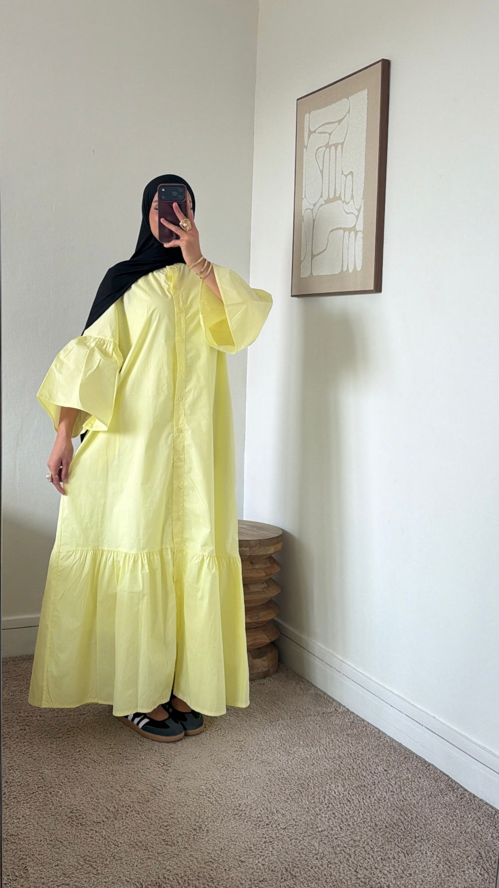 Robe chemise à volant + ceinture