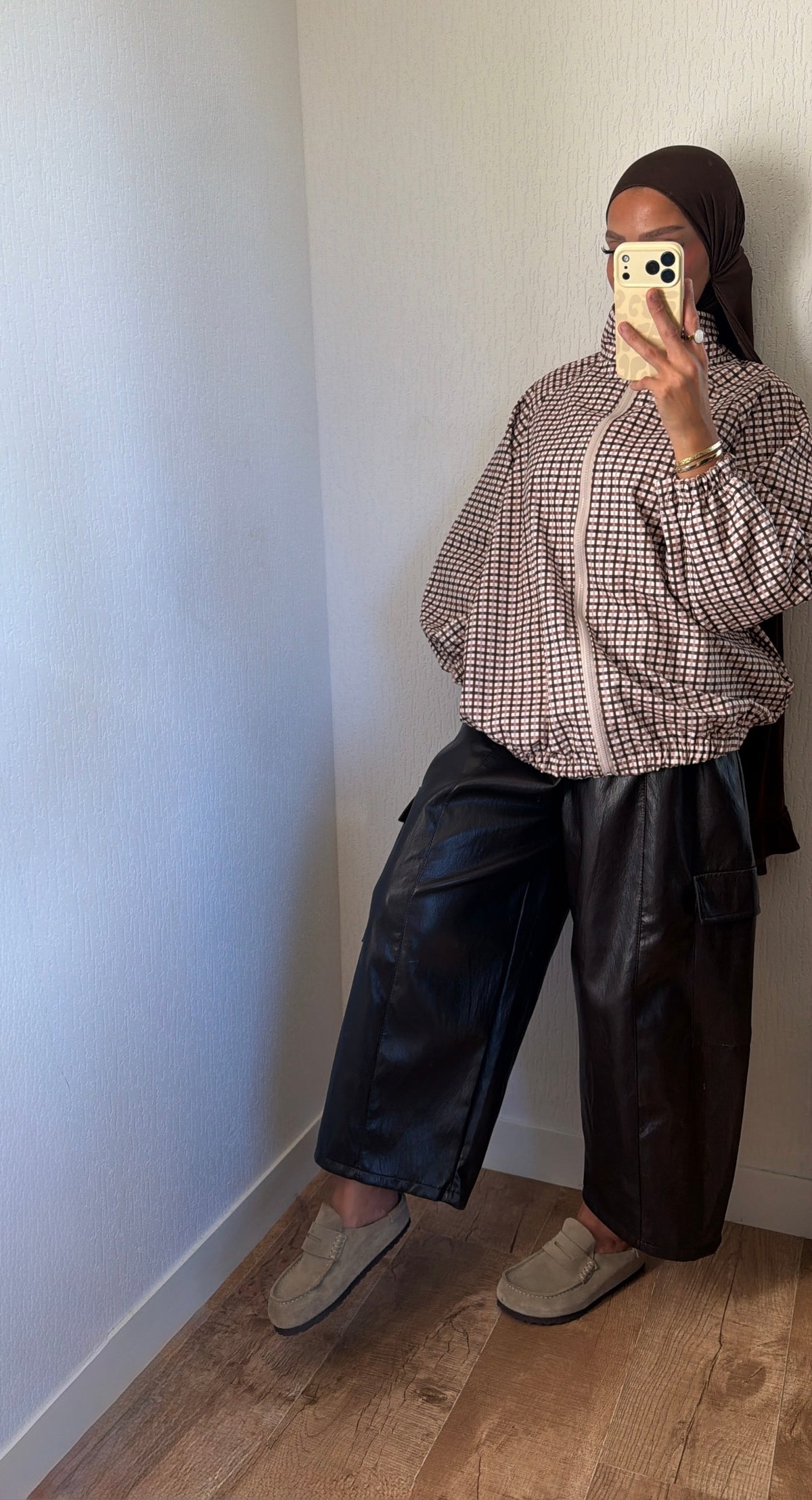 Veste a carreaux effet imper