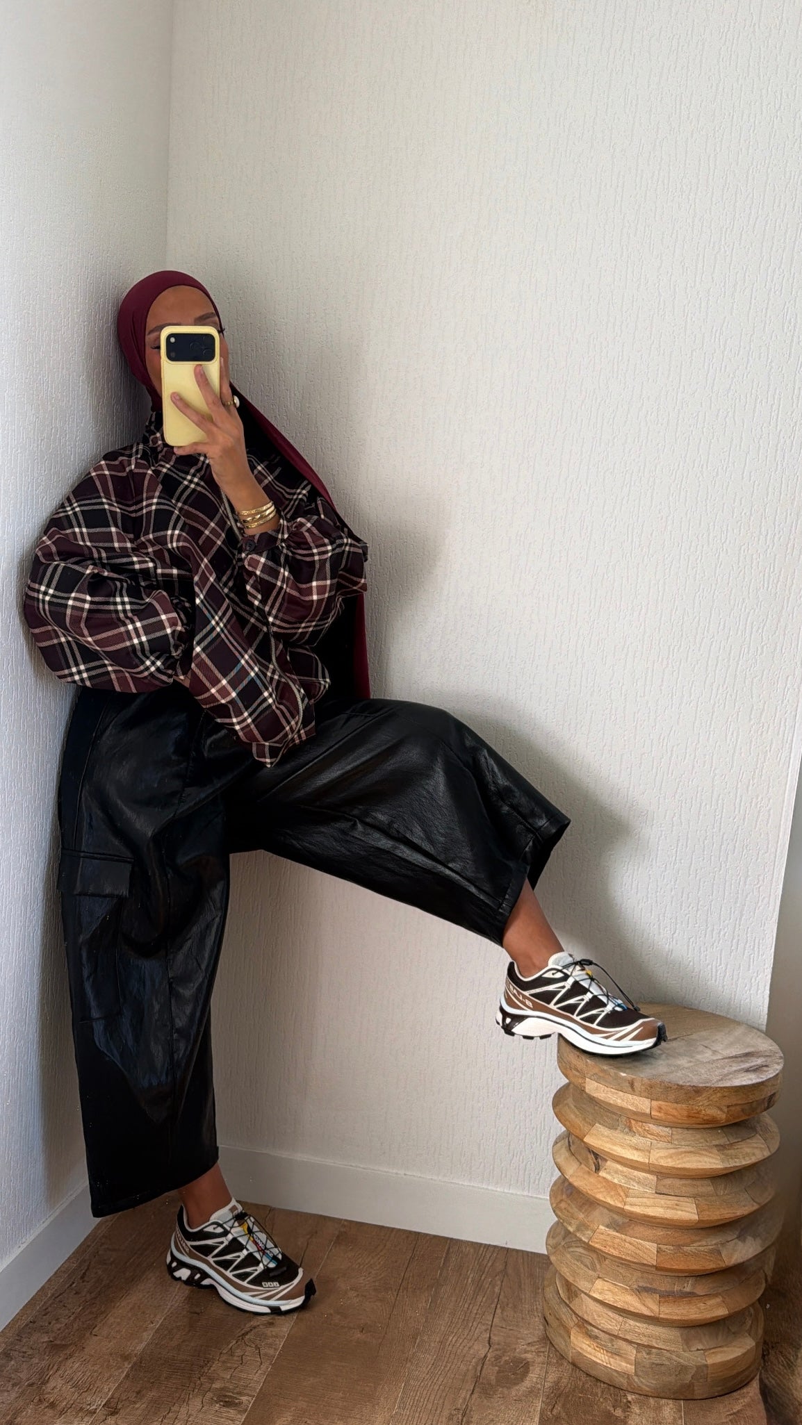 Veste zip carreaux à poches