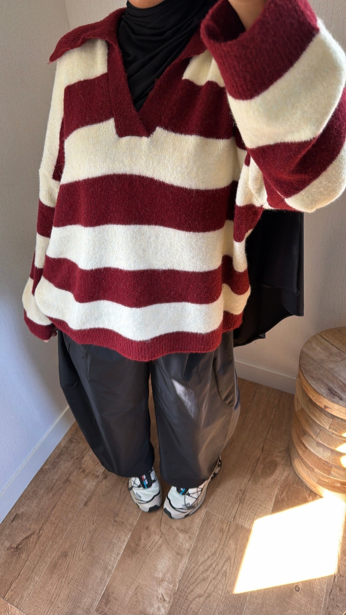 Pull col rayée